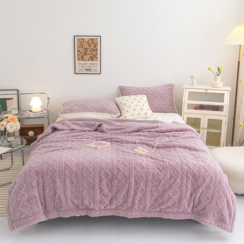 Lambswool & Taffeta Plush Multicolor Blanket - Ideal for Office, Autumn, Winter & All Seasons