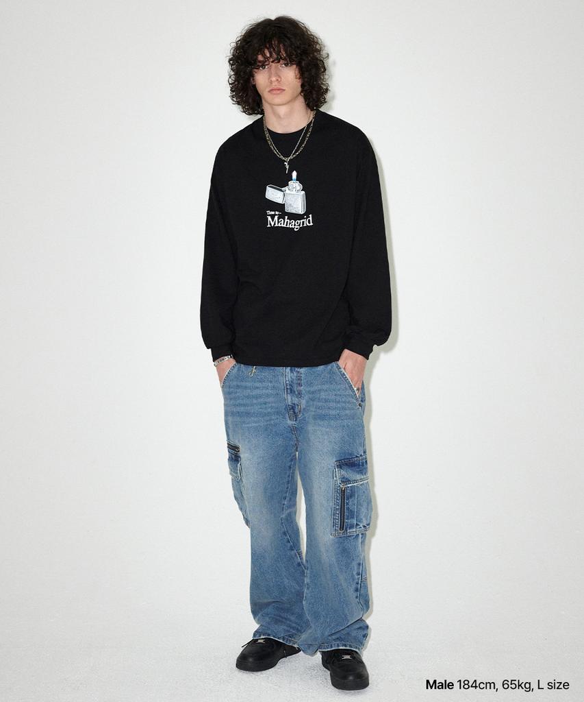 MAHAGRID It’S Time To Ls Tee Black(Mg2Efmt564A)