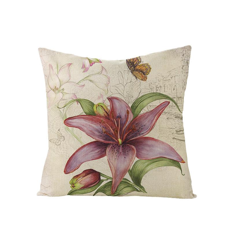 New Retro Flower Pillow Cover Polyester Home Pillow Living Room Sofa Cushion Cushion