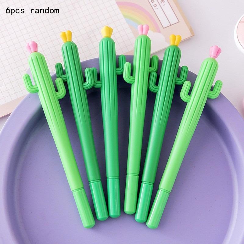 Office School Supplies Creative Flowering Cactus Shape Creative Gel Pen Black Student Kawai Stationery Wholesale Prize Gifts