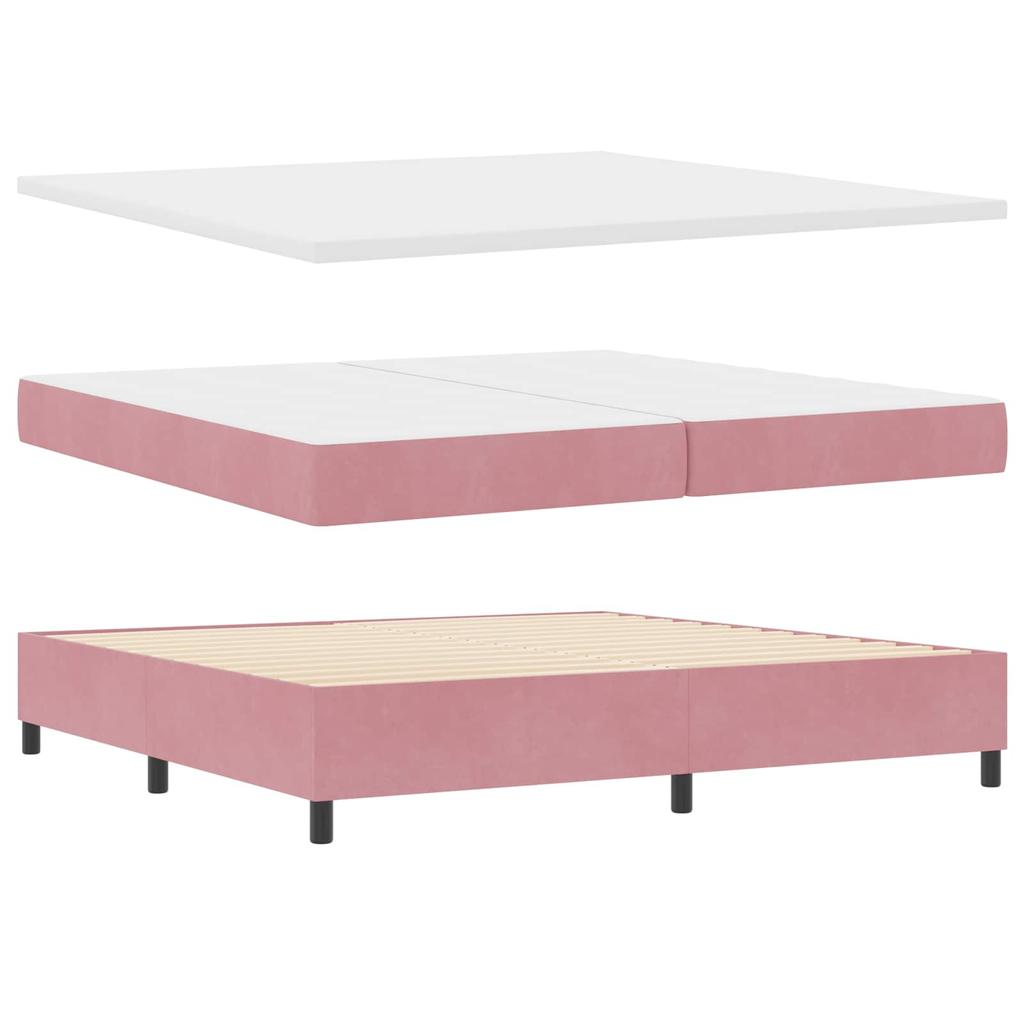 Boxspring Bed with LED Light Strips Pink 200 X 200 Cm Velvet