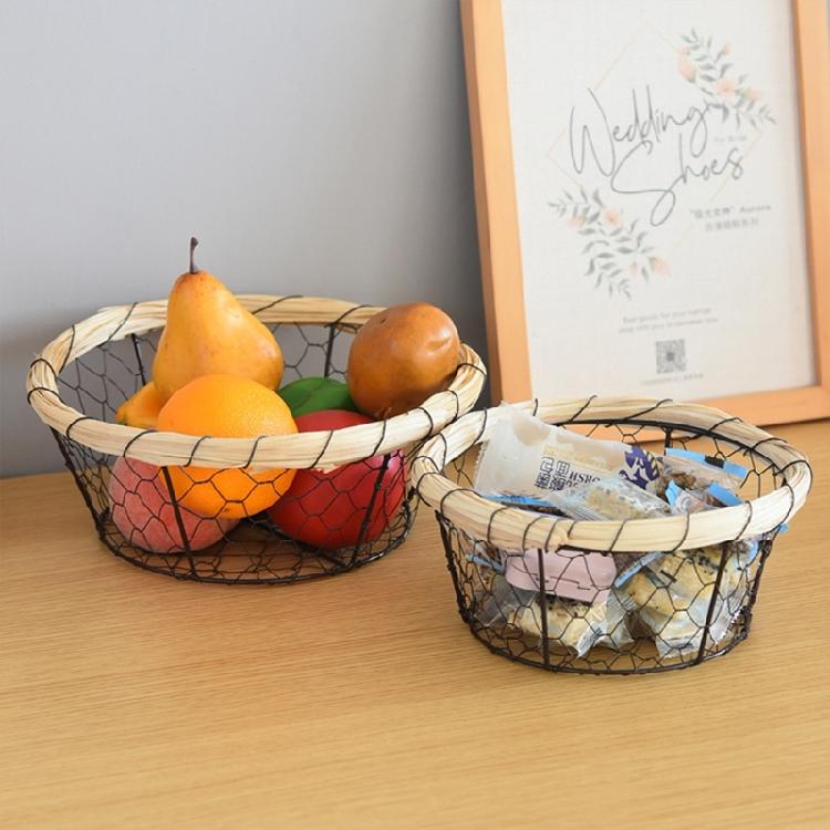 Round/Oval Shaped Wire Basket Space Saving Basket Fruit Holder Decorative Food Storage Solution Kitchen Accessory
