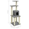 VidaXL Cat Tree with Sisal Scratching Posts Light Grey 105 Cm