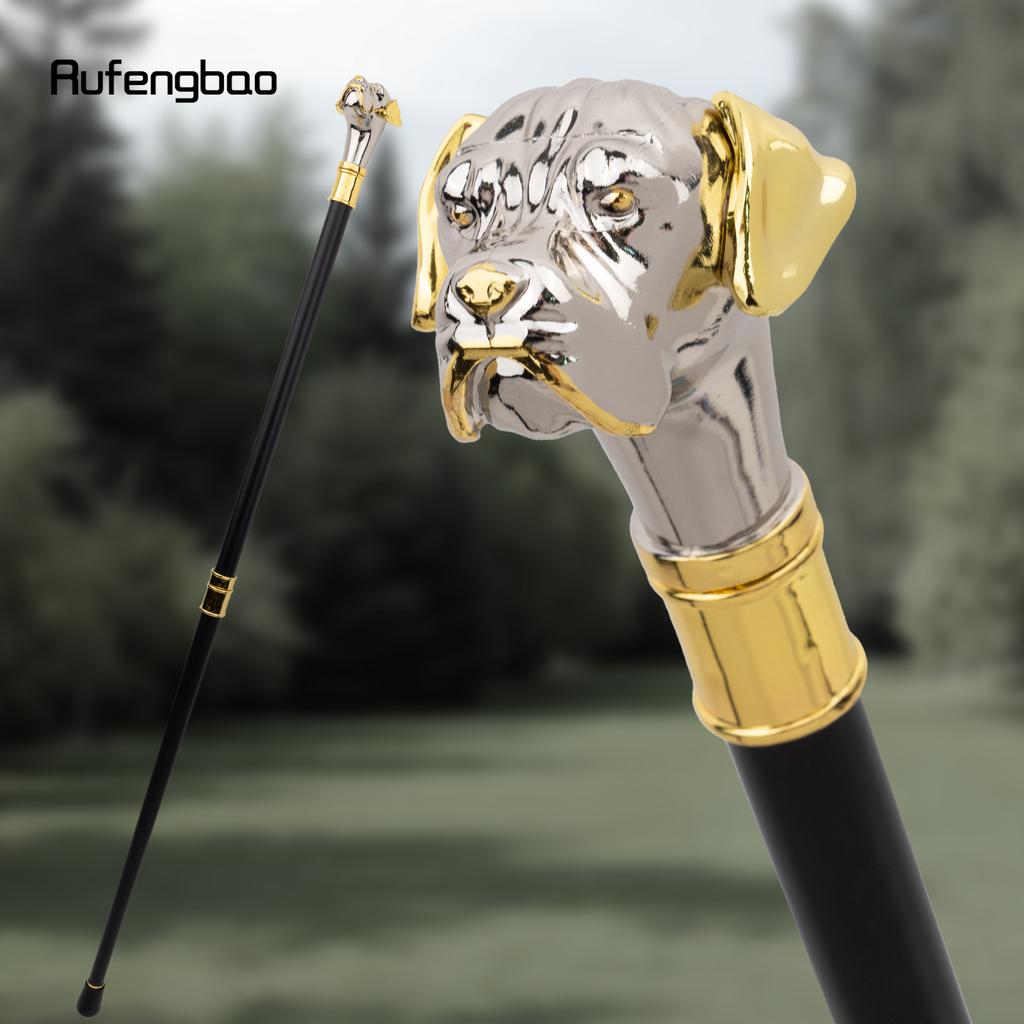 Golden Silver Dog Handle Luxury Pattern Pekingese Stick Party Fashion Walking Stick Decorative Cospaly Cane Knob Crosier 92cm