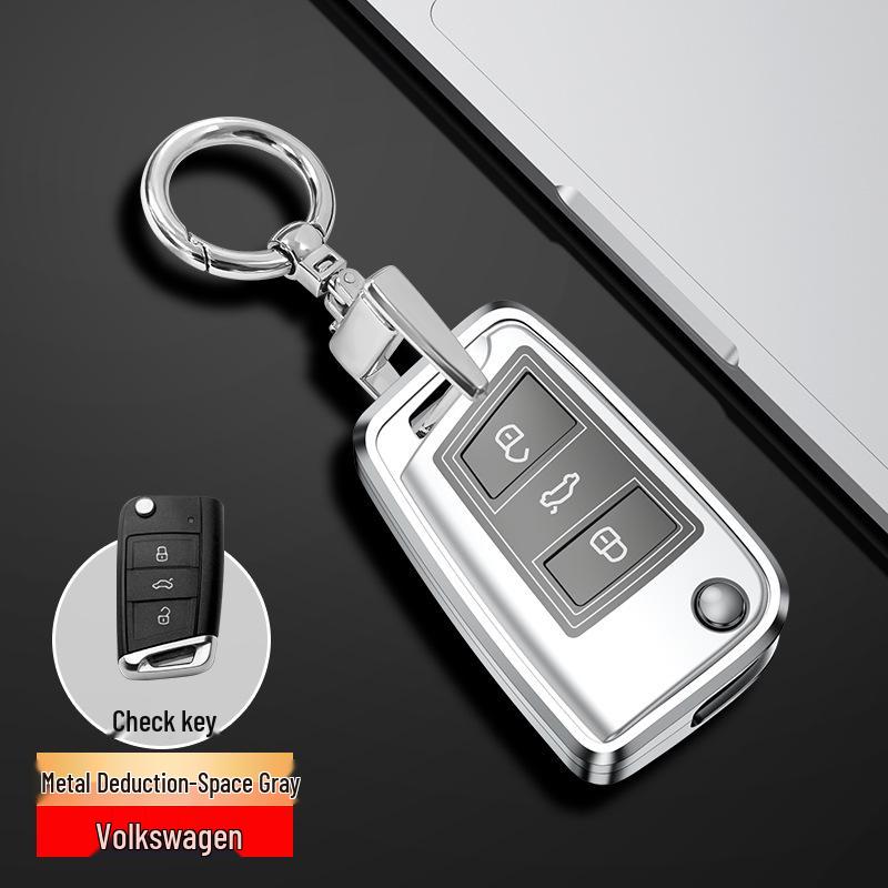 Volkswagen Car Key Case for Lavida, Bora, Tiguan, Santana, Sagitar, Polo, Jetta - Aluminum Alloy Cover