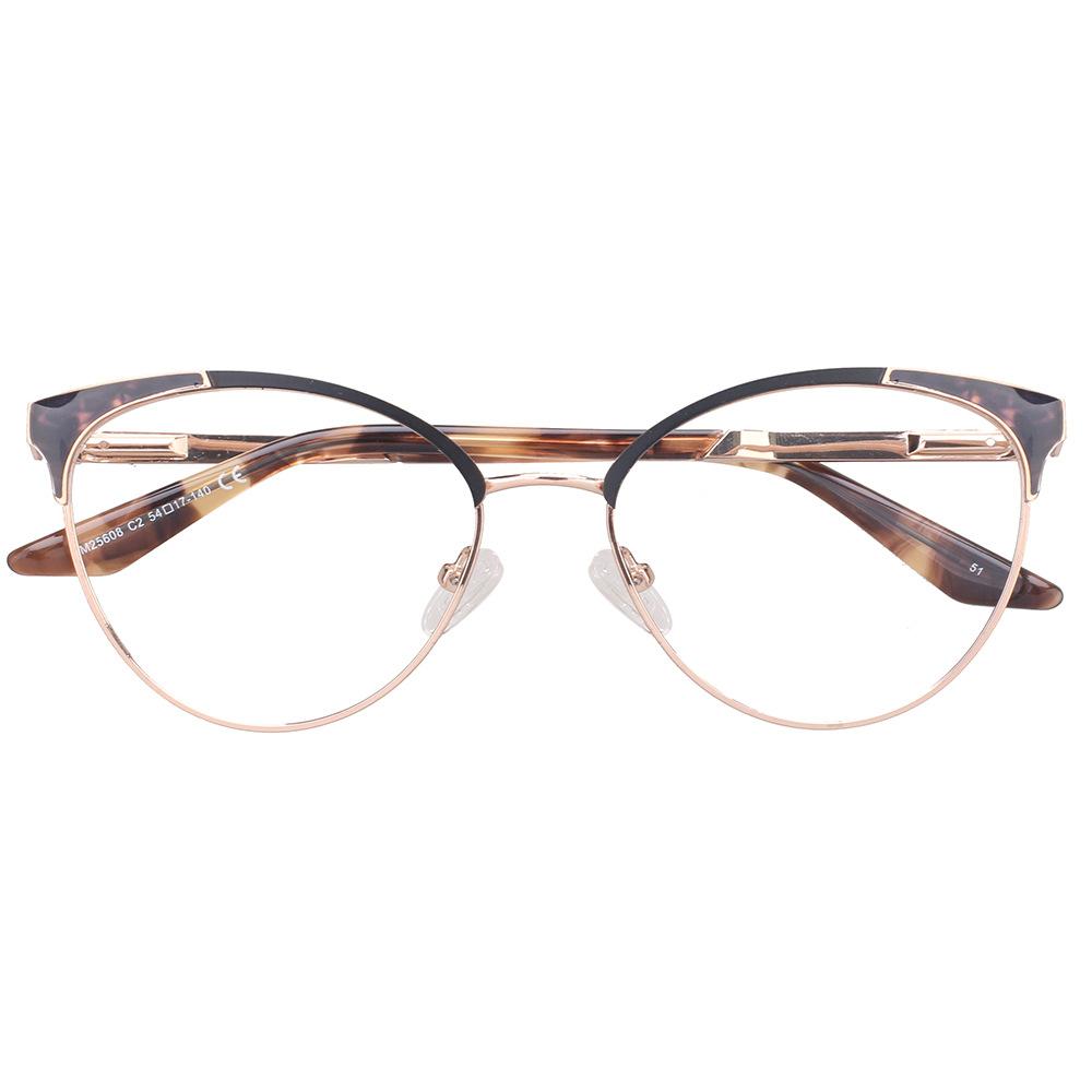 Retro Cat-Shaped Myopia Glasses Frame Female Personality Myopia Metal High-End Glasses Frame
