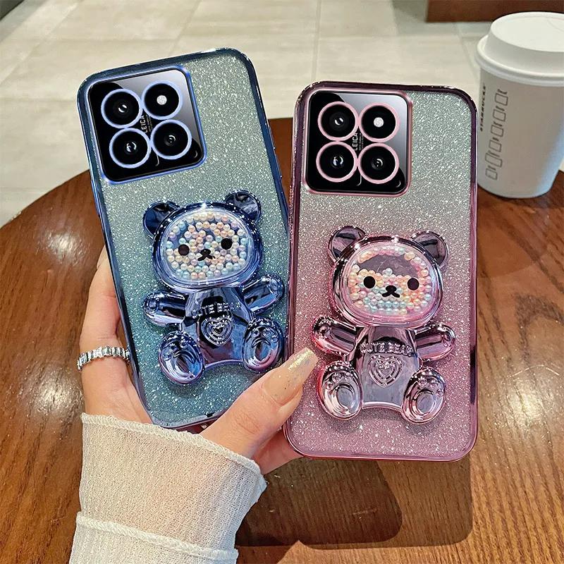 Candy Bear Stand Glitter Phone Case For OPPO A3 Pro A3X A40M A40 A60 A80 5G A18 4G Find X8 X7 Ultra X3 X5 Lite X6 Pro Soft Cover
