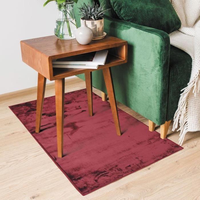 Extra-soft Living Room Rug Velvet Effect Dark Red 60x90