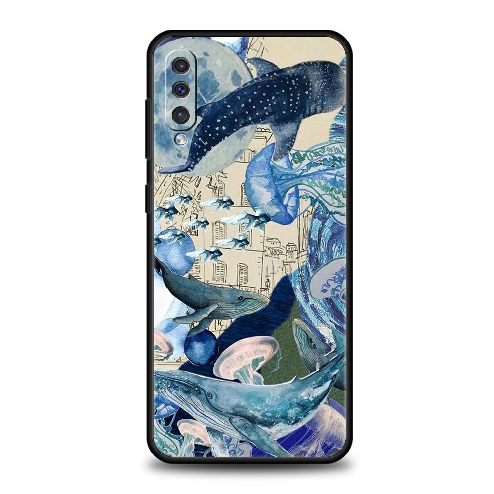 

Чехол Для Samsung A56 A36 A26 A54 A52 A24 A14 A50 A70 A40 A06 A12 A22 A34 A42 A32 5G A04s A16 Обложка Океан Кит Акула Плавает Samsung A30 A20