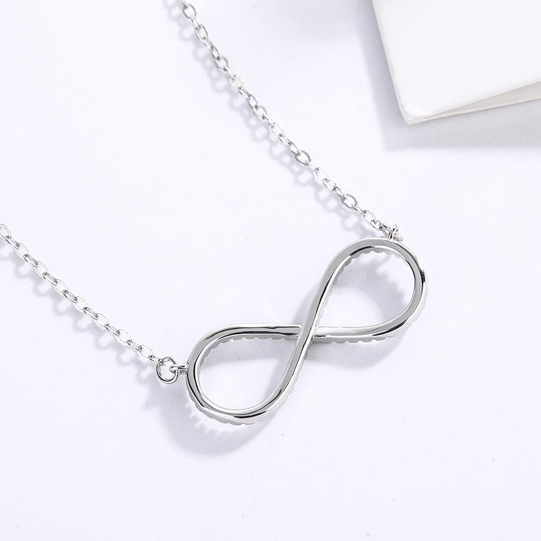 Elegant Sterling Silver Pink Infinity Necklace with European & American Style