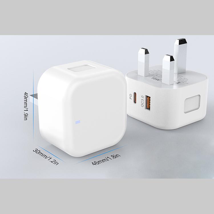 Europäische Version PD-Ladegerät 20 W Schnellladekopf Typ C + USB doppelt für Apple-Füllung nach europäischen UL-Vorschriften