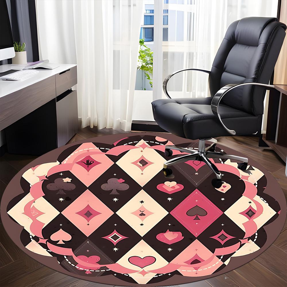 1PC Playing Card Pattern Chair Carpet for Office, Indoor Non-Slip Washable  Carpet, Soft Comfortable Mat For Office Room yy250930083