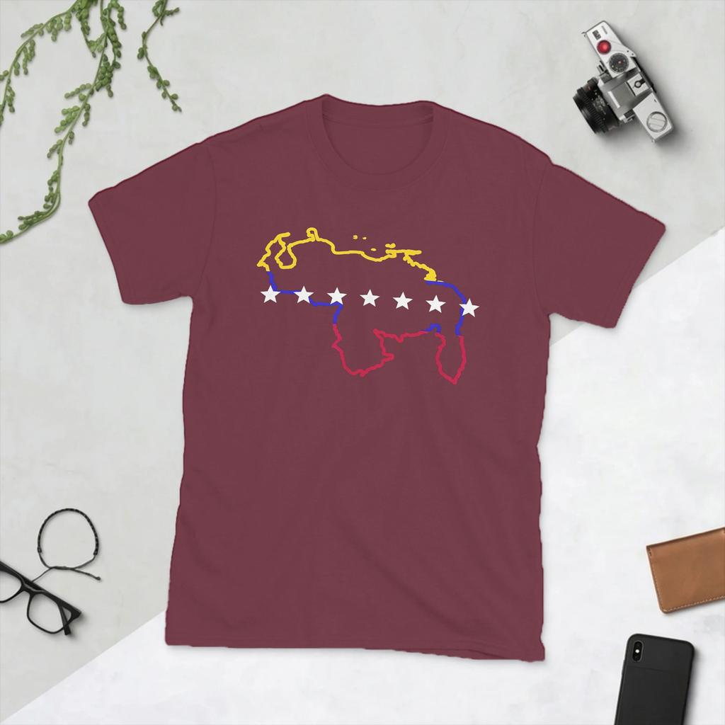 Venezuela Map 7 Stars Flag T Shirts Unisex Cotton Novelty Tshirts Crewneck Venezuelan Tees Short Sleeve Clothing Plus Size