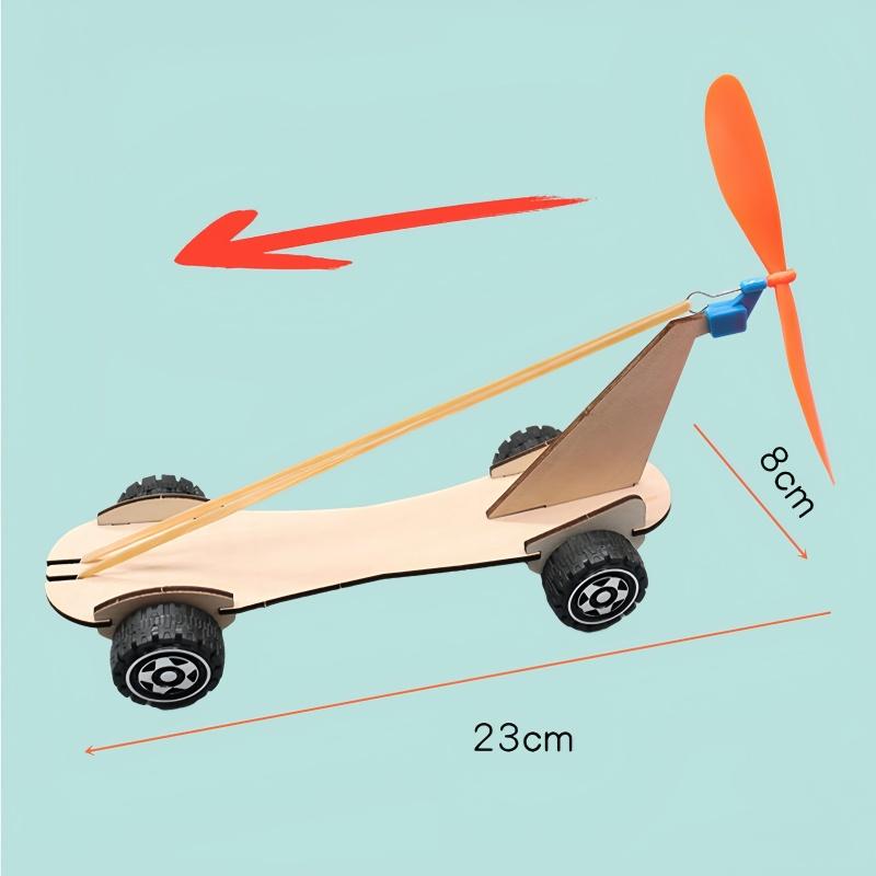 DIY Rubber Band Power Car Kit for Kids - Scien Education Toy for Student Educational Training Experimental Equipment Puzzle