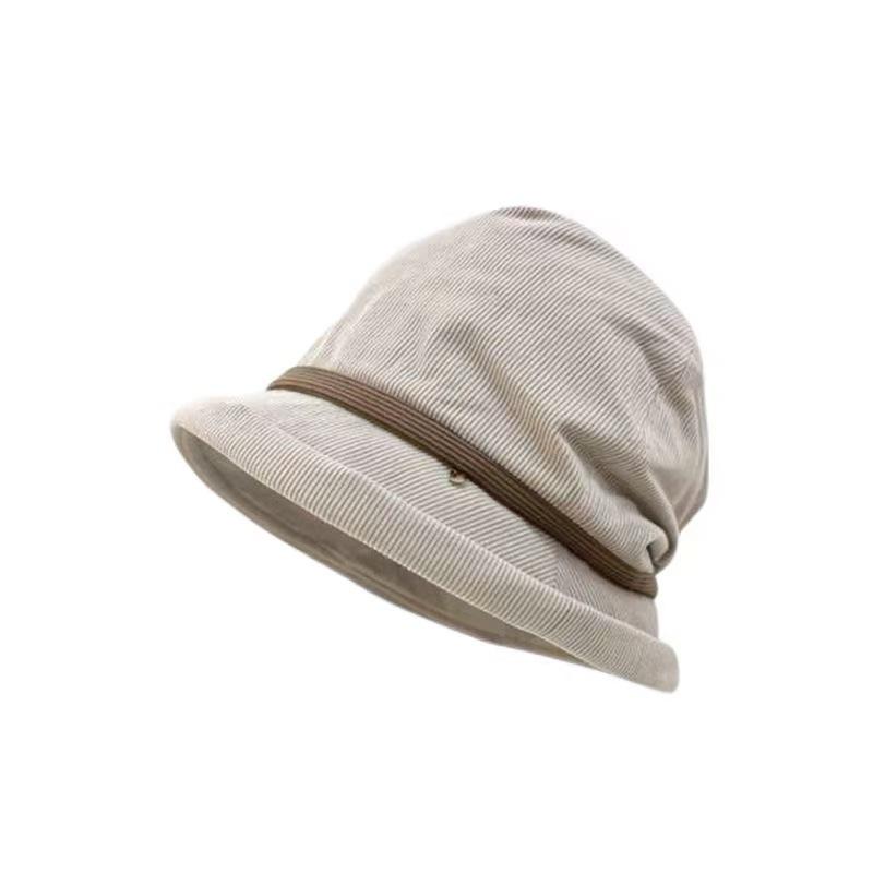 Fashion Women's Corduroy Hat Autumn Winter Warm Fisherman Cap Retro Casual Versatile Bucket Cap Solid Color Outdoor Pile Cap