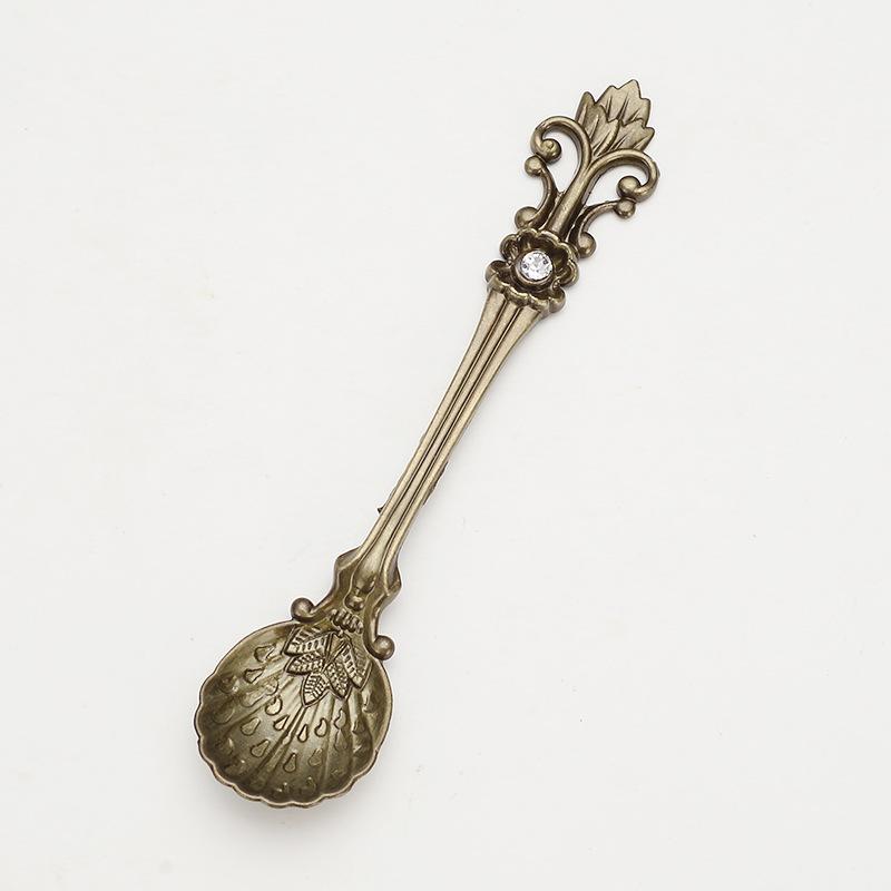 Retro Coffee Spoon Ice Cream Dessert Spoon Arabic Style Zinc Alloy Coffee Tea Mixing Spoon Kitchen Gadgets Tableware