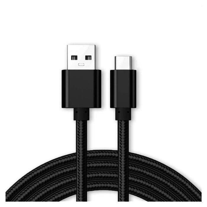 Cable de charge résistant Type C 1 Mètre chargeur pour Samsung Galaxy S10 Lite SM-G770F 6.7" Couleur Noir - Marque Yuan Yuan