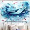 Cartoon Sky Dolphin Pink Clouds And Whales Tapestry Wall Hanging Aesthetic Kawaii Room Decor Print Home Decor