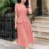 ZANZEA Women Short Sleeve Blouse and Pleated Skirts Casual Two Piece Suit Sets