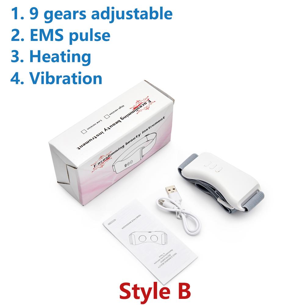 Ems Double Chin V Shape Lifter Belt Facial Lifting Massager Face Slimming Vibration Face Lift Hot Compress Reduce Double Chin