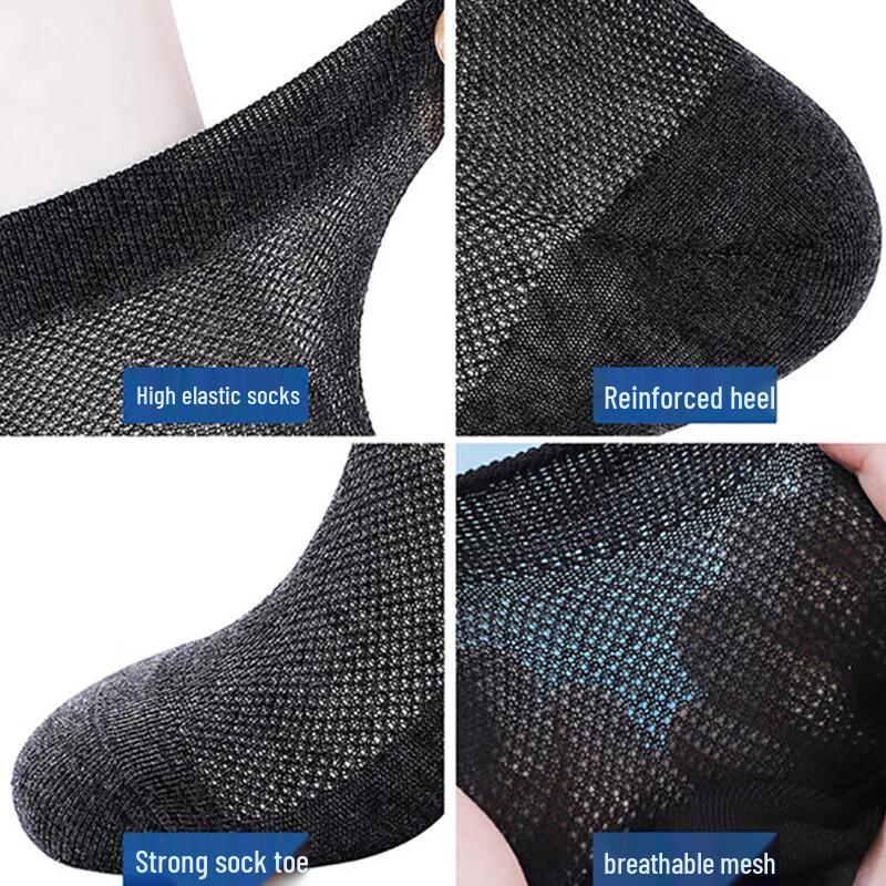 Langsha Men's 7A Anti-odor Breathable Cotton Mesh Mid-Calf Socks