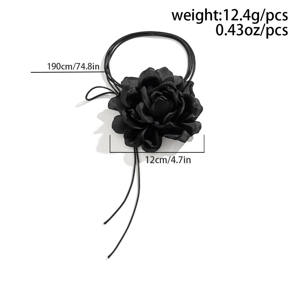 Ingemark Exaggerated Elegant Big Rose Flower Clavicle Chain Necklace Women Kpop Adjustable Bowknot Rope Choker Y2K Accessories