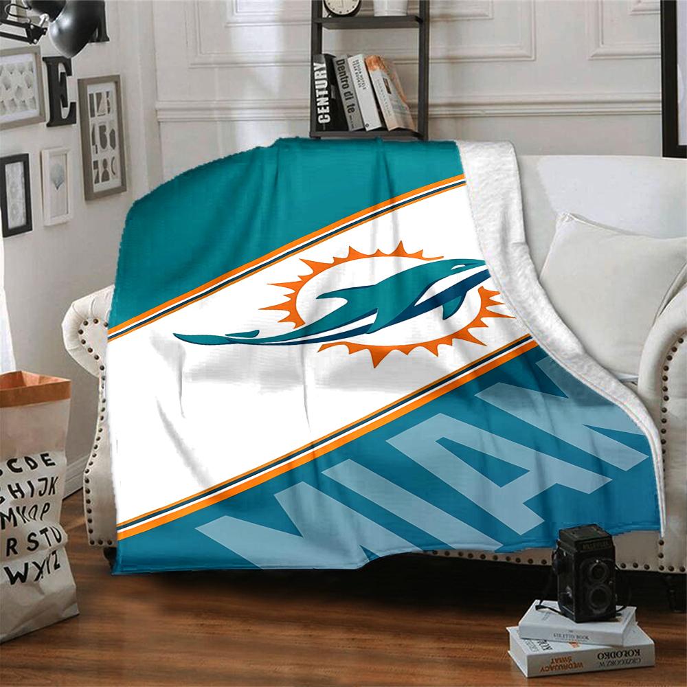 1pc Blanket - Miami Dolphins Logo Print Design,Lightweight Blanket for Sofa,Bed- Soft &Warm,Gift for All Seasons