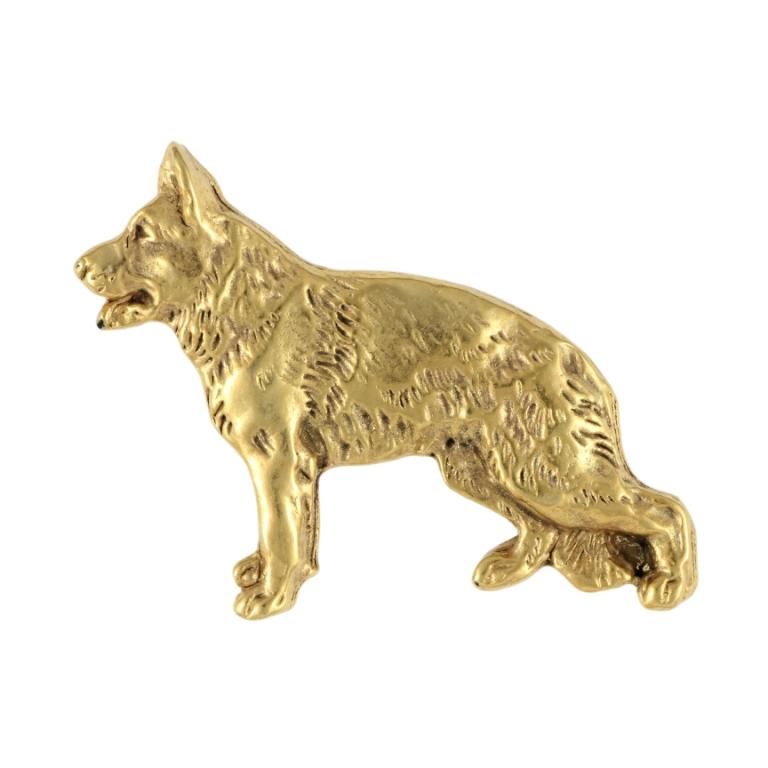 German Shepherd Dog, Alsatian Wolf Dog II - Gold-plated Pin Brooch, Elegant Dog Ornament, Unique Pin by Art-Dog Brand