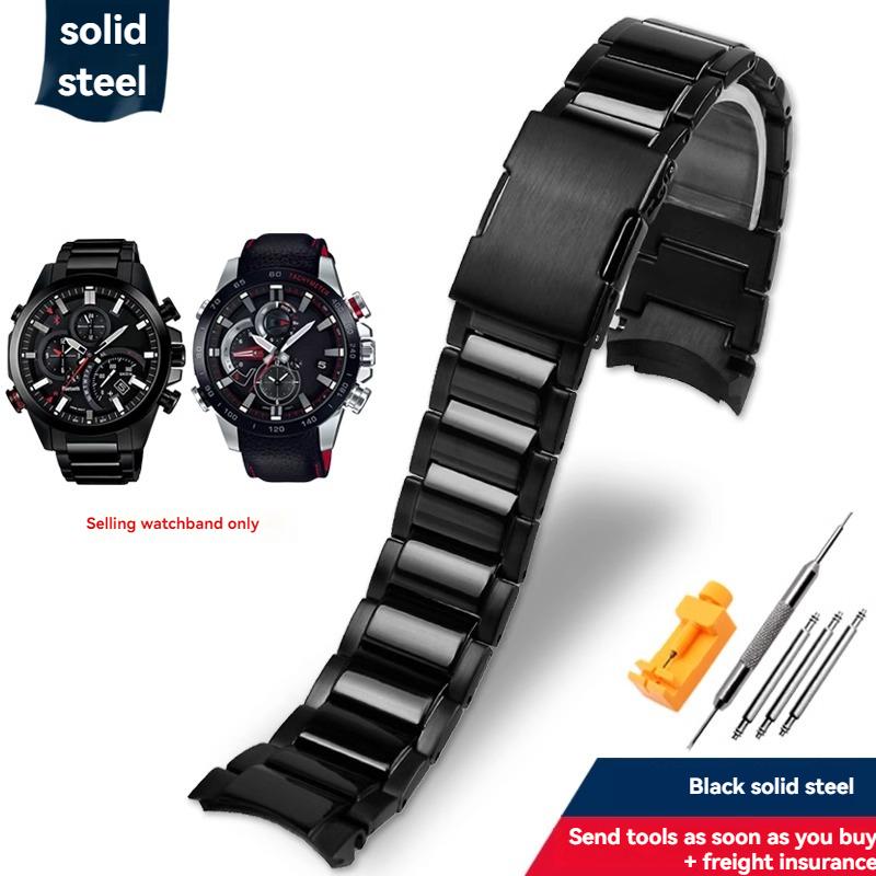 Для серії Casio EDIFICE Ремінець EQB-500 EQB-501 EQB-800 EFR-303 Зі Solid вигнутим кінцем Ланцюжок для годинника з нержавіючої сталі Чоловічий 22 мм Ремінець для годинника