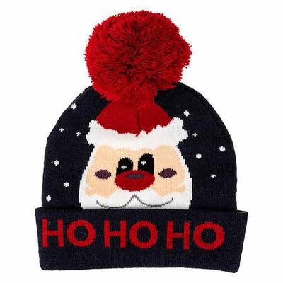 Christmas Hat For Children Santa Claus Navy Blue With Pompom