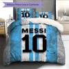 Messi 10 Muster Bettwäsche Steppdecke Set Heimdekoration Geschenk (1 Bettbezug + 2 Kissenbezüge (ohne Füllung))