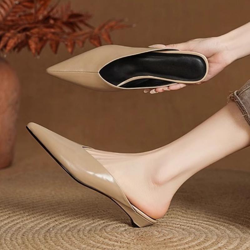 Baotou Half Slippers, Women's Shoes 2025 Spring Fashion, Temperament, Chunky Slippers, Chunky Pointed Sandals,shoes for Woman