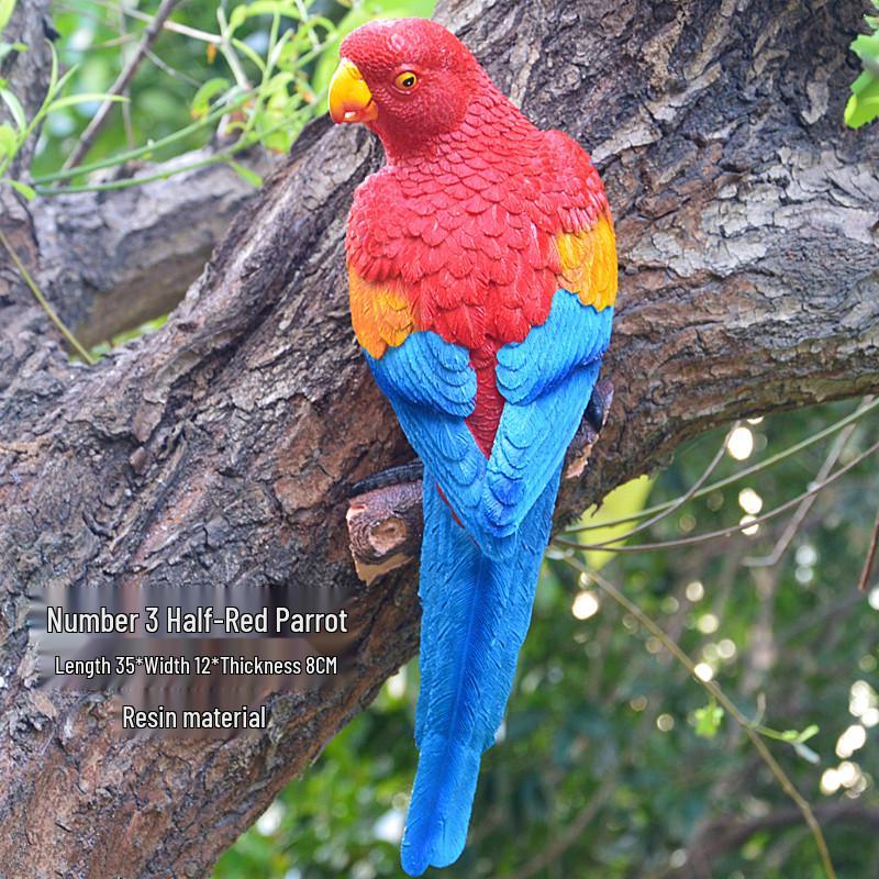 Wall-Mounted Parrot On Tree: Hanging Tree Ornament Bird Model