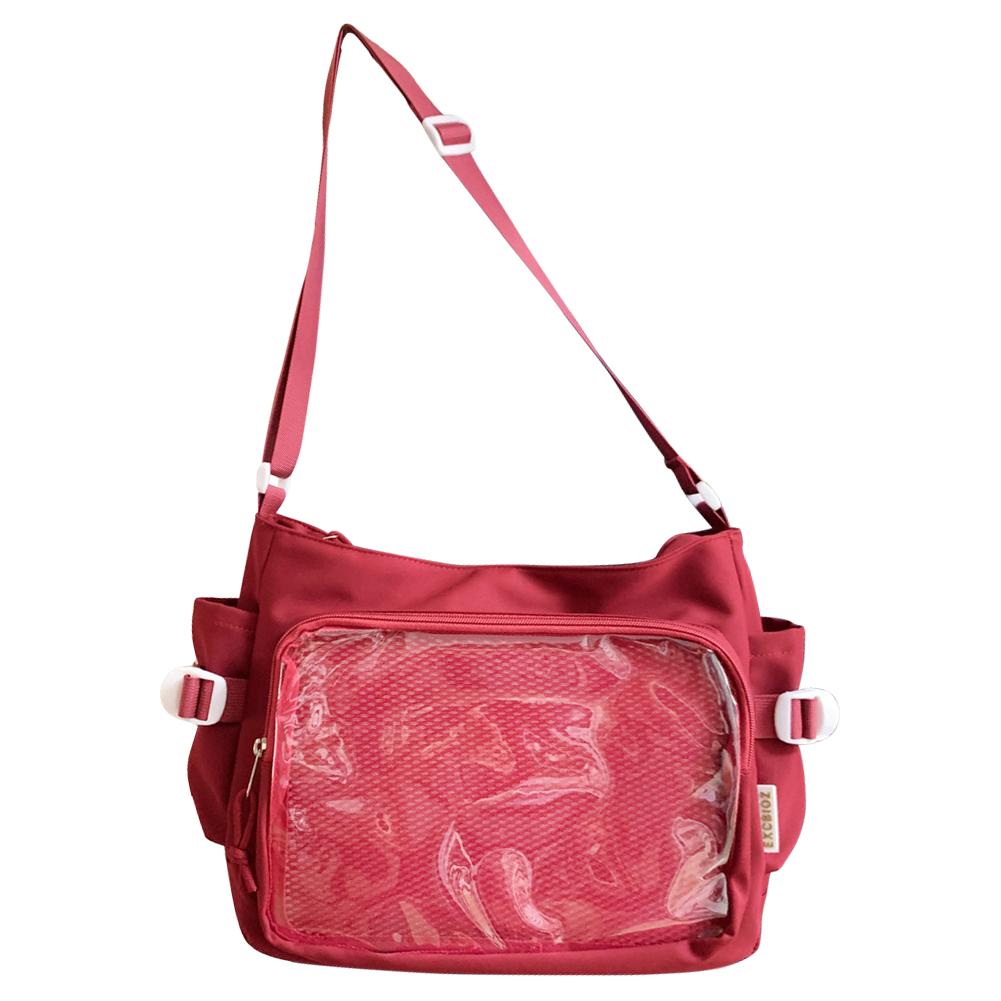 Women Ita Bag Japanese Style Shoulder Purse with Clear Window Teenagers School Bag Adjustable Strap Trendy Outdoor Bag