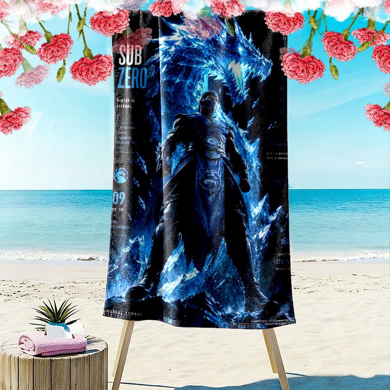 Mortal Kombat Print Beach Towel, Large Soft Quick Dry Towel for Beach Camping Swimming