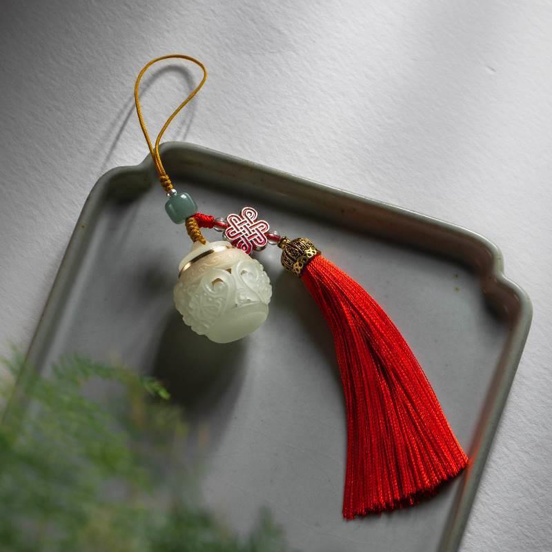 Retro Scented Sachet Box & Luminous Stone Keychain-Lanyard Set with Hanfu Accessories