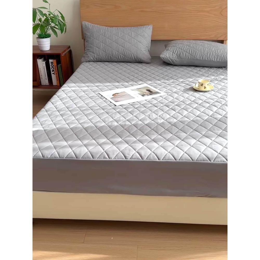 Waterproof Mattress Protector, Thick Quilted Solid Color Bed Cover with Deep Pocket,Warm Breathable Bedding for Bedroom Room Hotel, Without Pillowcase