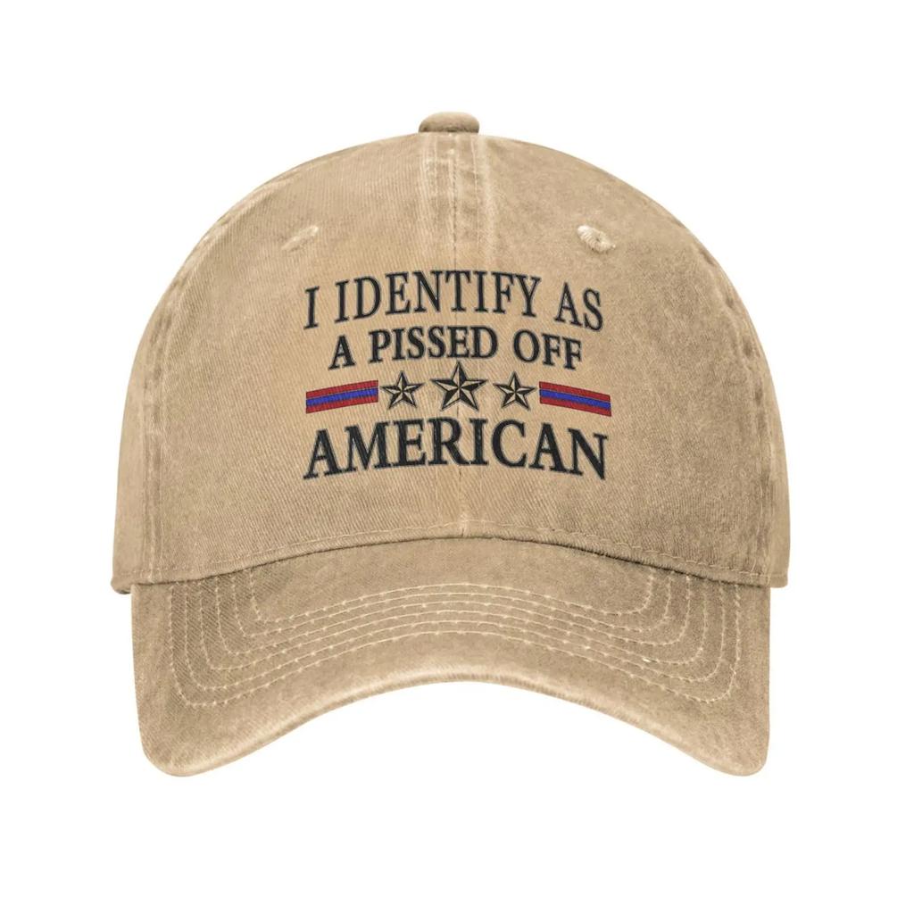 I Identify As A Pissed Off American Hat Women Man Cotton Hats with Design Caps