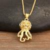Nidin Trendy Cool Style Octopus Shape Charm Pendant Necklace For Female Male Copper Inlaid Zircon Jewelry Daily Party Gifts