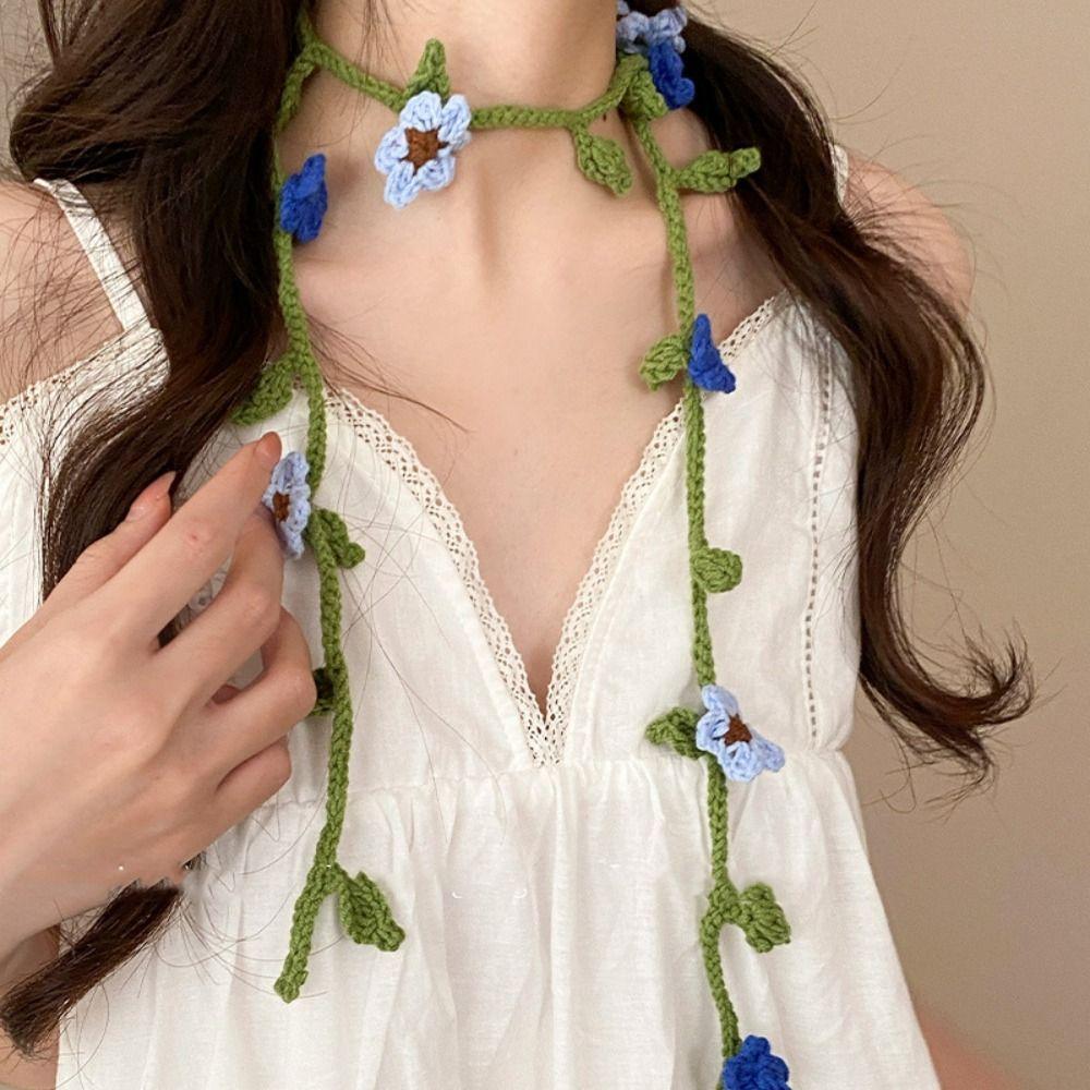 

Thin Knit Headband Wool Long Narrow Scarves Sweet Knitted Scarf Outdoor синій