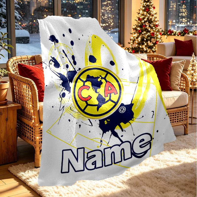 Custom Name Personalized Club America Print Blanket, Home Decor, Bedroom, Sofa, Camping, Couch, Gifts for Birthday Christmas
