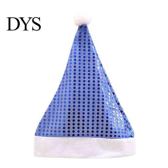 Christmas Hat with Pompom Sequined Santa for Adults, Sparkling Hat, Festive Party Comfortable Holiday Costume New Year Celebrations Adult