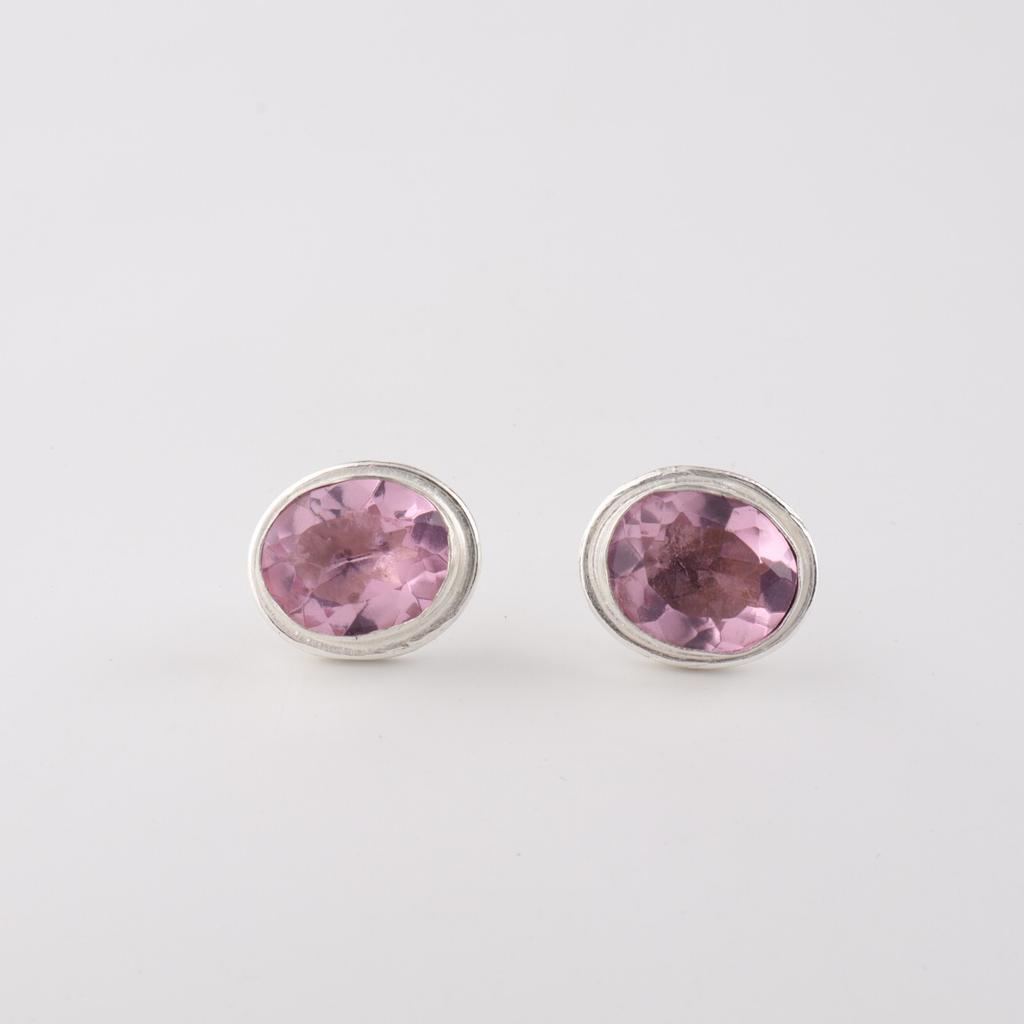 Rare Morganite Gemstone 925 Sterling Silver Jewelry Handmade Stud Earrings 0.5" EE-178-10