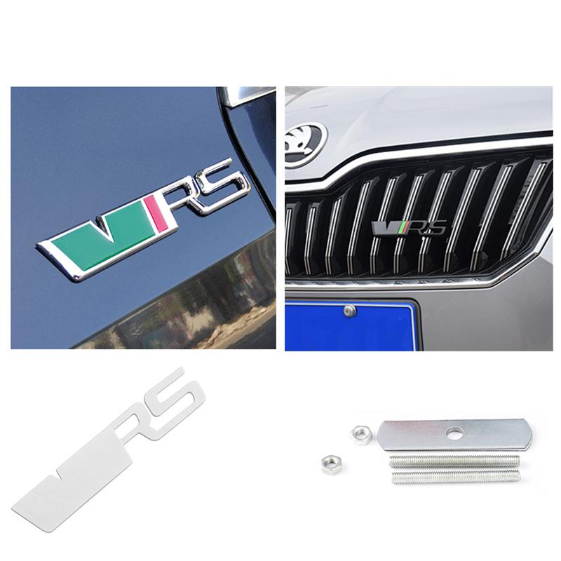 AAAJB1 1Pcs Car Badge Sticker Letters Emblem Front Grille Body Decal For Skoda Octavia Superb Rapid Kodiaq Karoq Fabia Kamiq Vision RS