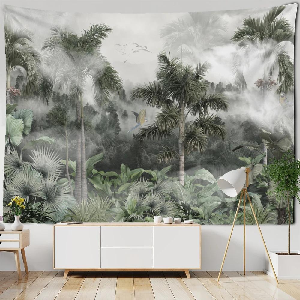 Tropical Plant Garden Wall Hanging Bedroom Wallpaper Living Room Decoration Cloth Hanging Cloth Wall Hanging