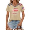 Womens Casual V Neck Short Sleeve Pullover T Shirt Patriotic Graphic Print Soft Lightweight Top for Everyday Wear