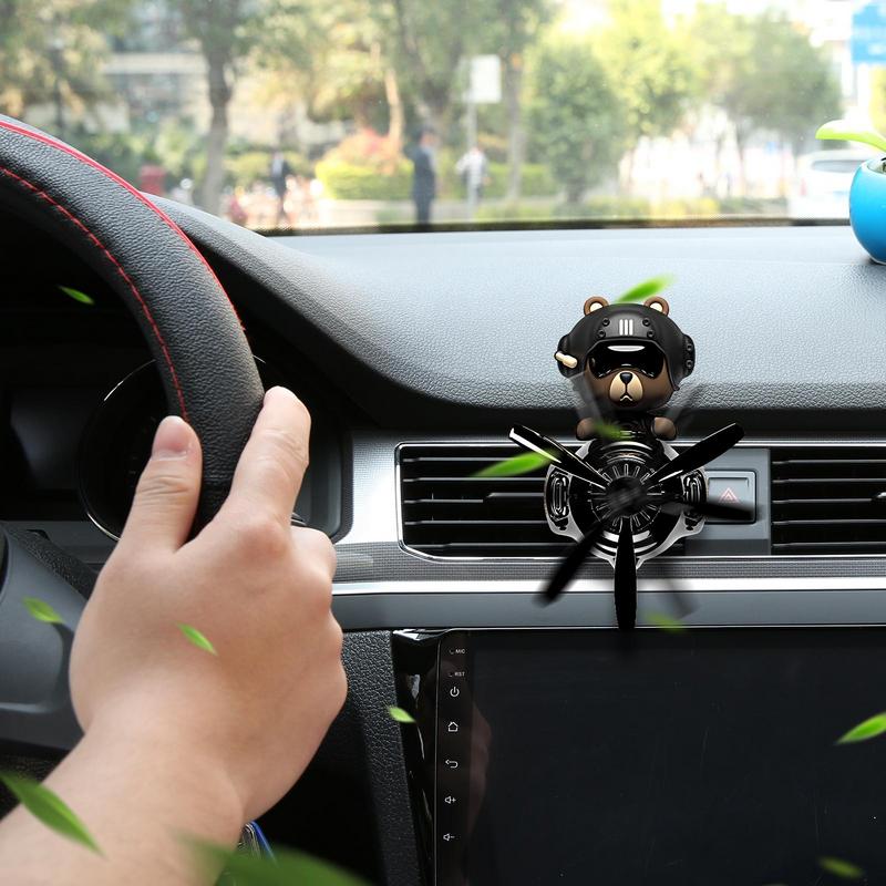 Rotating airplane pilot bear car air fresheners accessories interior decorations fan vent clips perfume fragrance diffuser aroma