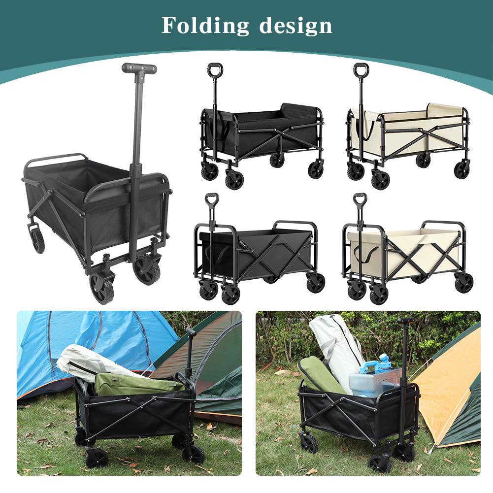 Collapsible Wagon Cart Large Capacity Portable Folding Wagon Heavy Duty Foldable Wagon for Outdoor Camping Garden Sports Beach