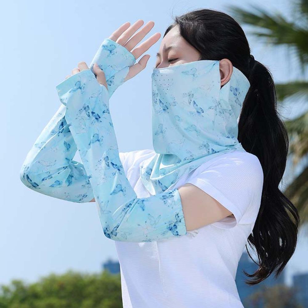 3pcs Quick Drying Ice Silk Sunscreen Sleeves Breathable Women Sunscreen Veil Sports