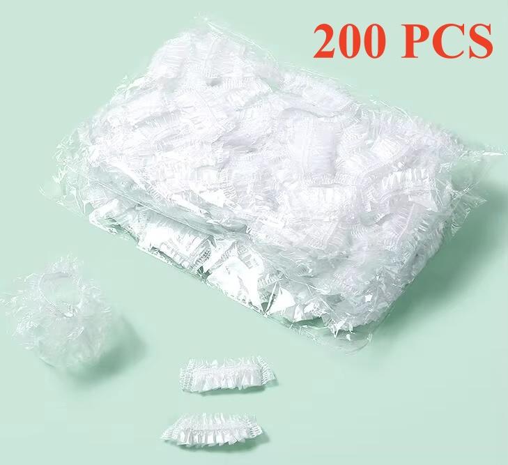 100PCS Disposable Hair Earmuff Dye Transparent Elastic Shower Hair Dye Protection Tool Shield Waterproof Earpack Plastic Wrap